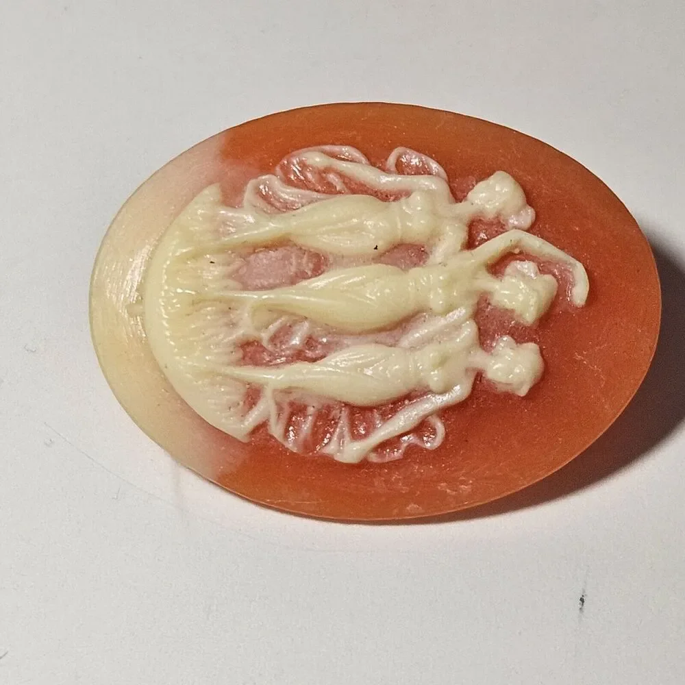 Peach And Cream Cameo Brooch